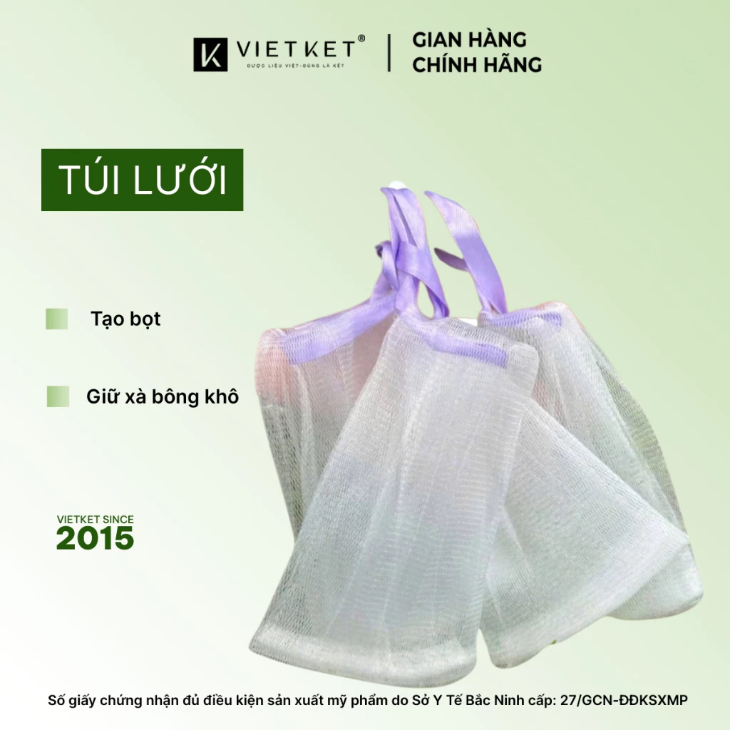 HÀNG TẶNG - Túi Lưới Đựng Xà Phòng Tạo Bọt, Có Dây Rút Giúp Làm Sạch, Loại Bỏ Bụi Bẩn Bã Nhờn Cơ Thể VIETKET