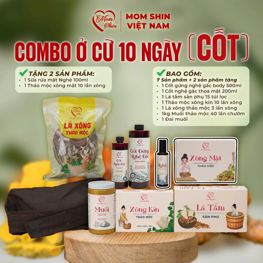 [QUÀ TẶNG] COMBO Ở CỮ (CỐT GỪNG NGHỆ GẤC) TIẾP KIỆM MOM SHIN | Vũ Phương Thảo MomShin | Trọn Bộ Ở Cữ