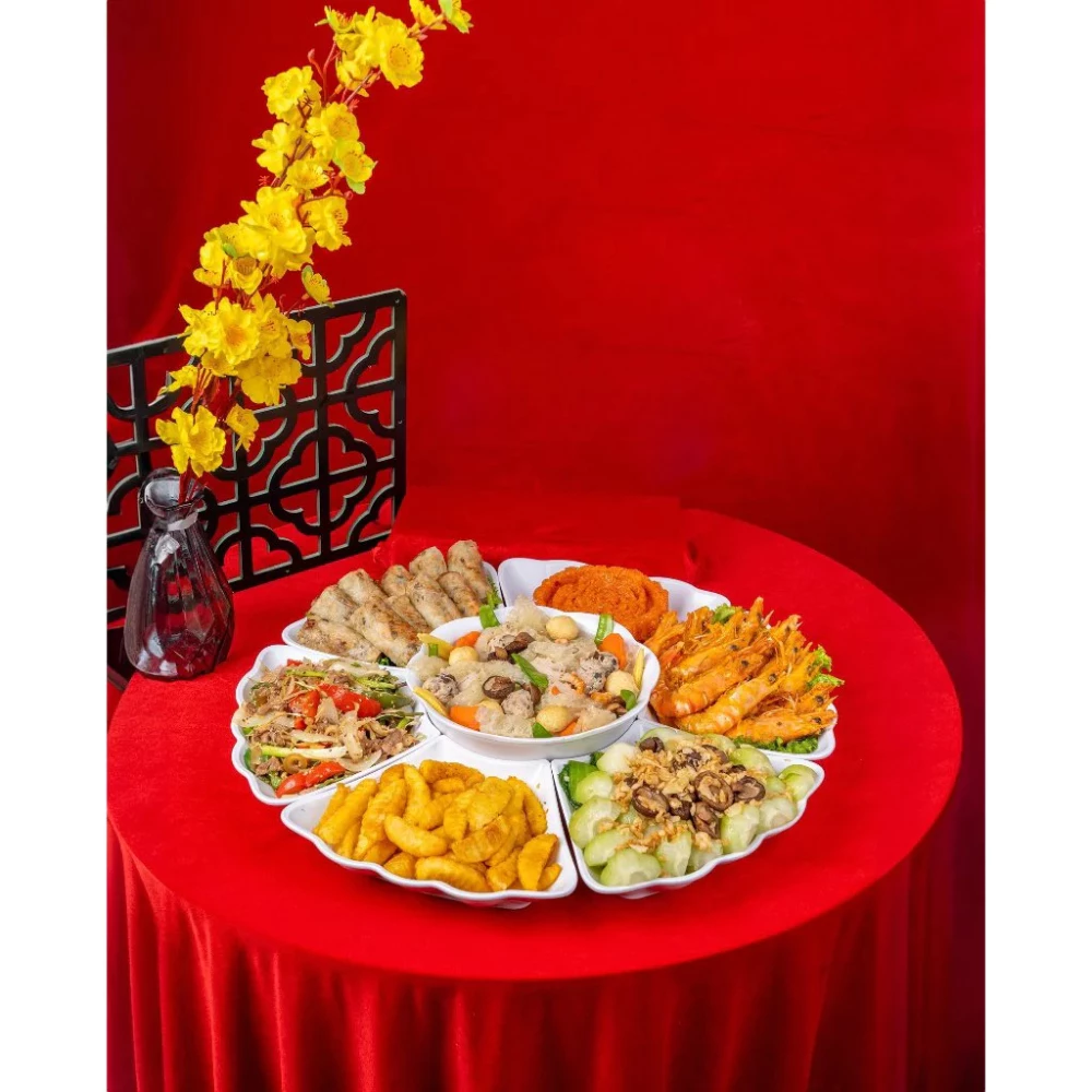 Bộ Bát Đĩa 7 Món Đựng Đồ Ăn Loại Cao Cấp - Bộ Bát Đĩa Hoa Mặt Trời Bày Ban Thờ Gia Tiên Ngày Tết