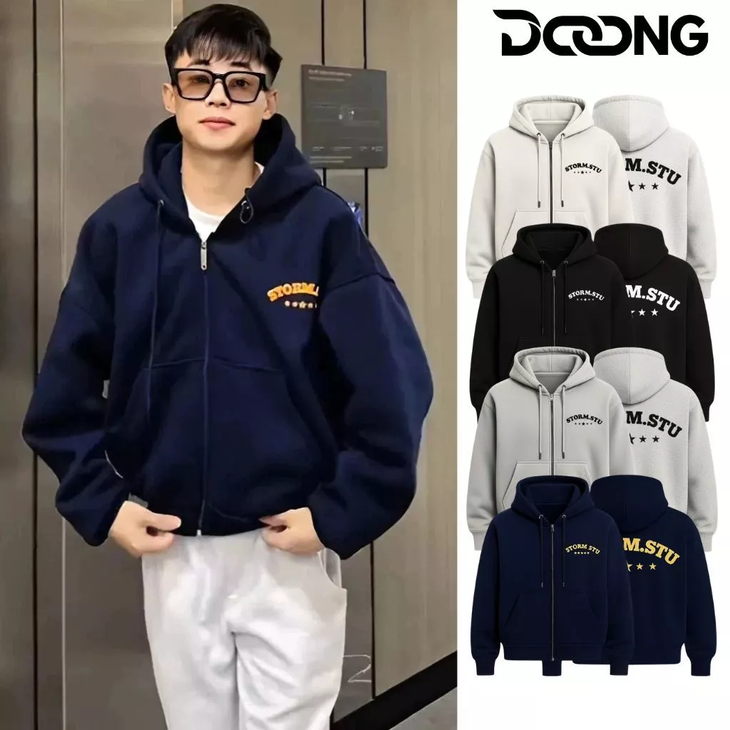 [XẢ HÀNG] Áo Khoác NỈ STORM IN NỔI Chất Nỉ Bông CAO CẤP BM292, Áo Khoác Unisex nam nữ Form Boxy Có Túi DOONG