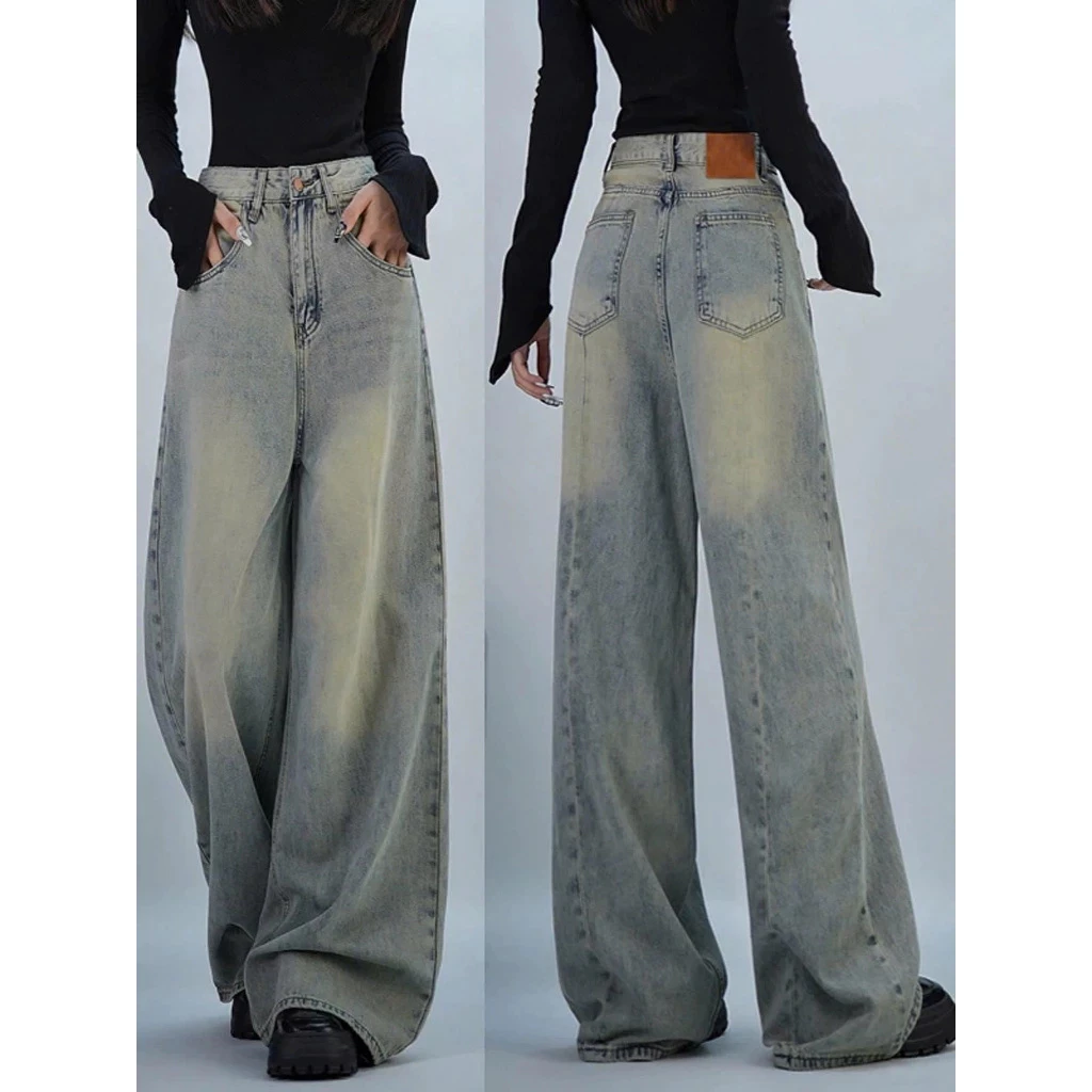 Quần jeans ống rộng, Quần bò ống rộng bụi vàng siêu Hot hack Dáng DV