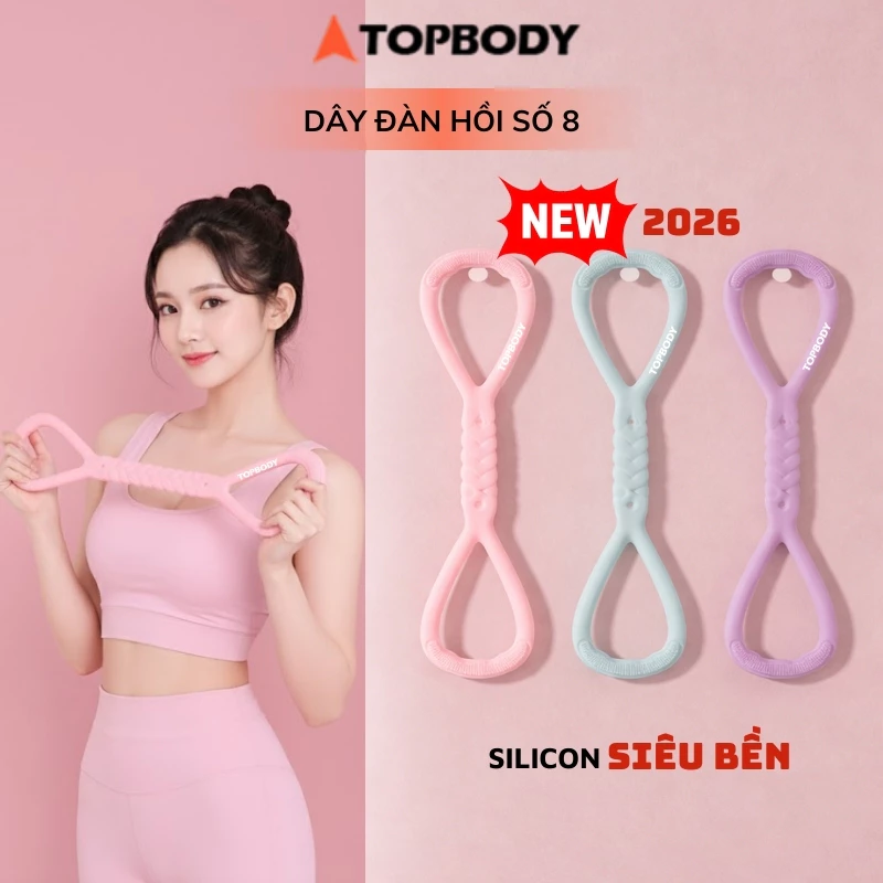 Dây kháng lực số 8 nâng cấp Silicon Topbody tập tay, vai, lưng đàn hồi, hỗ trợ tập gym, yoga tại nhà - DAYDH05