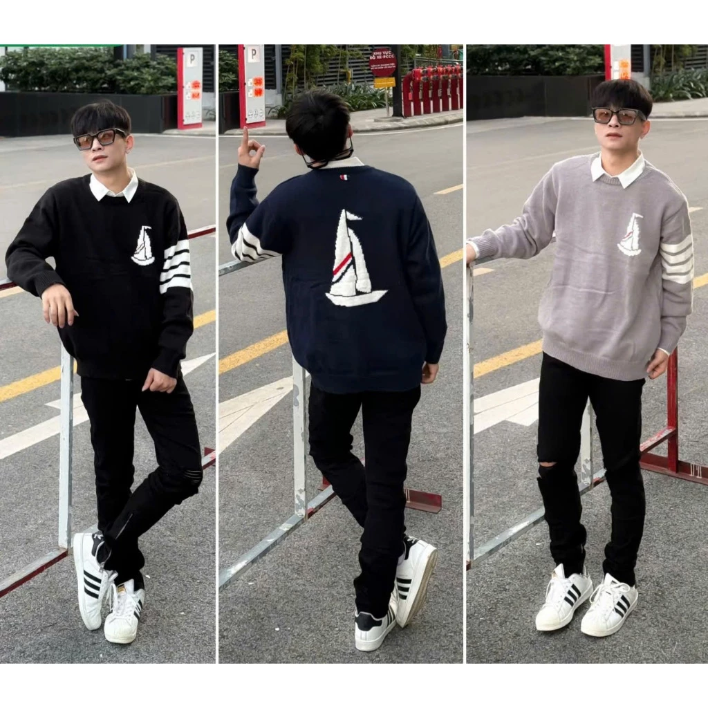 Áo Swt Thom Thuyền Logo Thêu Chất Vải Dày Dặn Len Tăm 2 Lớp Chuẩn Thời Trang Boy Phố Giữ ấm Tốt