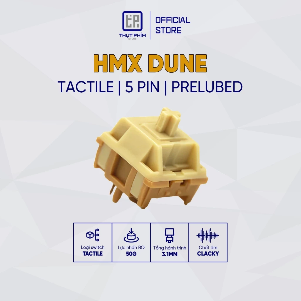 Switch HMX Dune Tactile Công tắc bàn phím cơ 5 pin lực nhấn 50g Thụt Phím Store