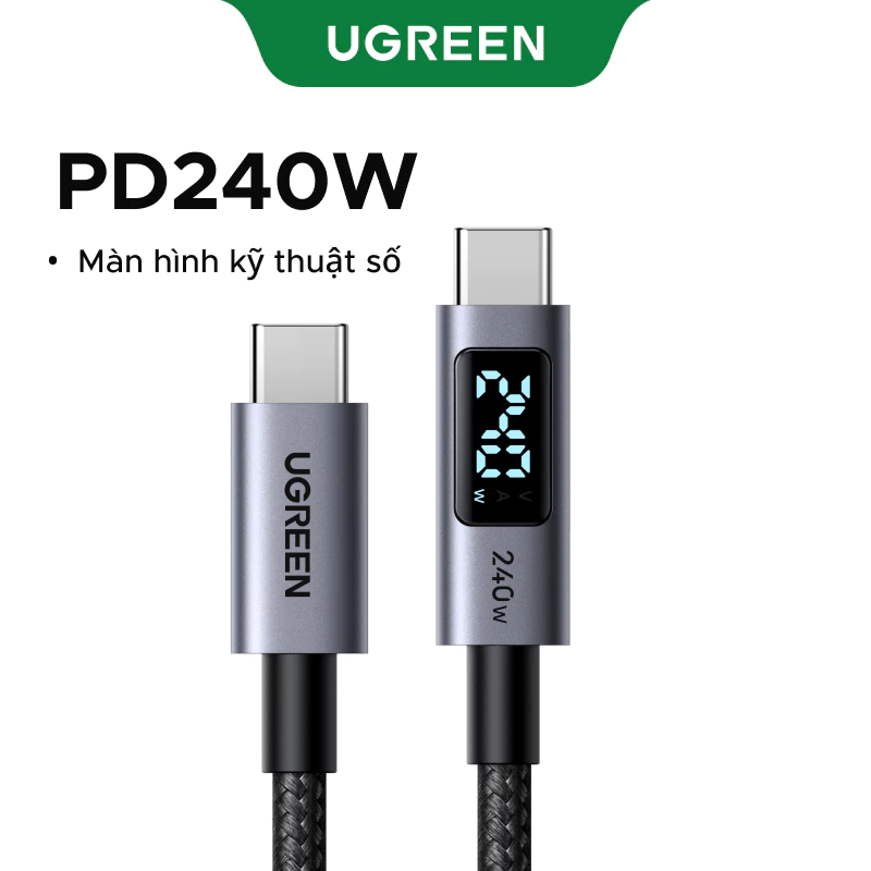 【240W】Cáp dữ liệu sạc UGREEN  USB 2.0 USB-C sang USB-C Cáp hiển thị kỹ thuật số bện bằng nhôm for iPhone 17 / 16 / 15