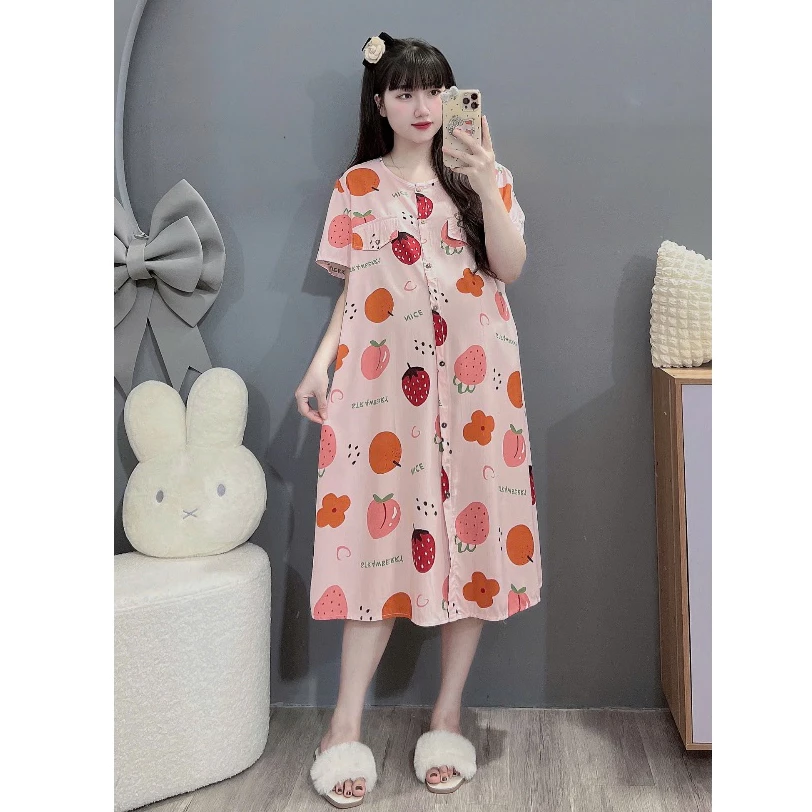 (45-100kg)Váy lanh bầu và sau sinh có mở cúc cho bé ti sau sinh