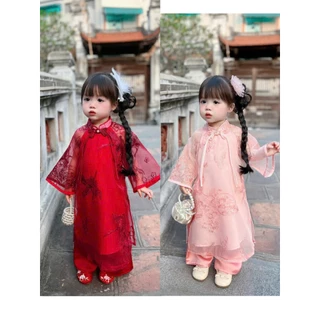 [Nhasockids] Set bộ áo dài HỒNG HẠC Tết 2026 cho bé gái với thiết kế tinh tế và màu sắc rực rỡ cho mùa xuân