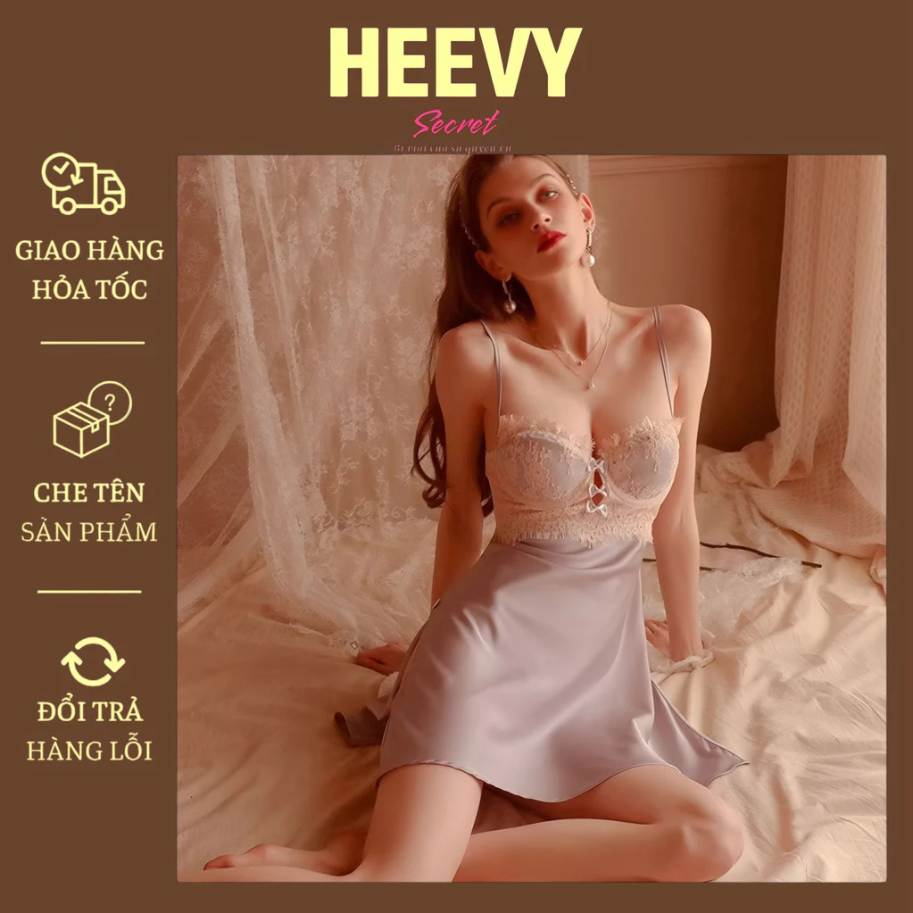 Váy ngủ Slady sexy gợi cảm có gọng ngực,chíp, đầm ngủ lụa nợ ngực xẻ tà gợi cảm, quyến rũ - Hv067-200