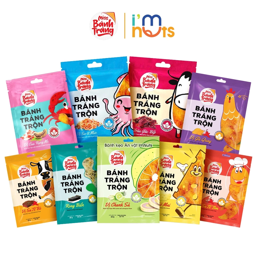 Combo 5 Gói Bánh Tráng Trộn Miss Mini Đủ Vị Gói 20g Ăn Vặt Tiện Lợi
