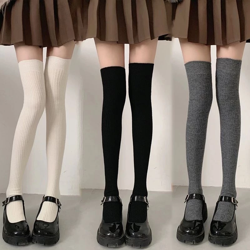 Tất nữ dài qua gối dáng babydoll phong cách Nhật Bản– Tất vớ len cao cổ giữ ấm, co giãn, nhiều màu xinh xắn thời trang