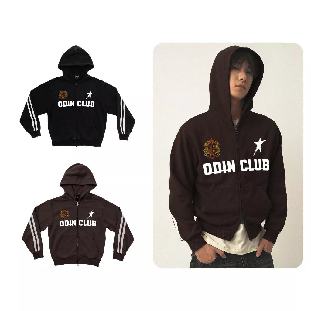 Áo Hoodie Jacket Ninety ODIN CLUB, Áo khoác có mũ nam nữ form fit tôn dáng, khóa kéo 2 đầu tiện lợi, vải nỉ bông ấm áp