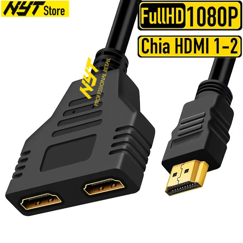 Bộ chuyển đổi cáp HDMI Nam sang 2 Nữ 1080P Bộ chuyển đổi bộ chia 1 trong 2 ra cho PC Máy tính