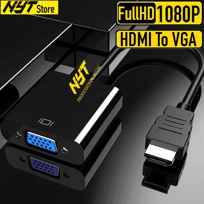 Bộ chuyển đổi HDMI sang VGA HD 1080P kèm âm thanh và nguồn cho máy tính bảng, laptop, PC, TV