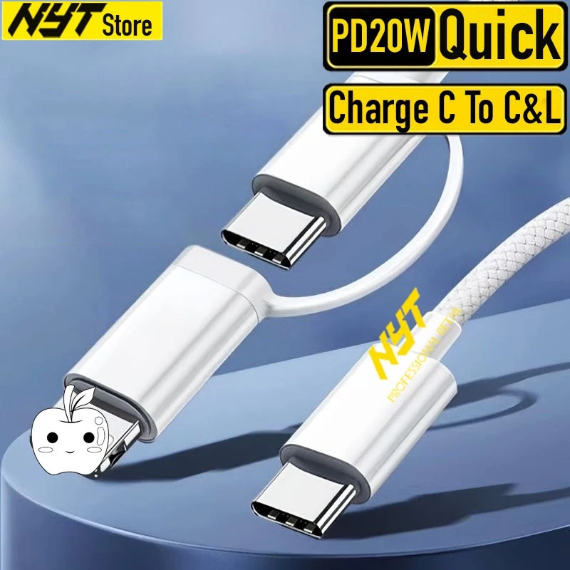 Cáp Sạc 3In1 PD100W Type C Ra Type C & L Bện Dù Chắc Chắn Sang