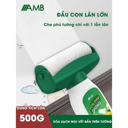 Lăn sơn thông minh AMB, con lăn sơn tường mini, xóa vết bẩn, sơn trắng cao cấp làm sạch tường bị vẽ bẩn, ố vàng