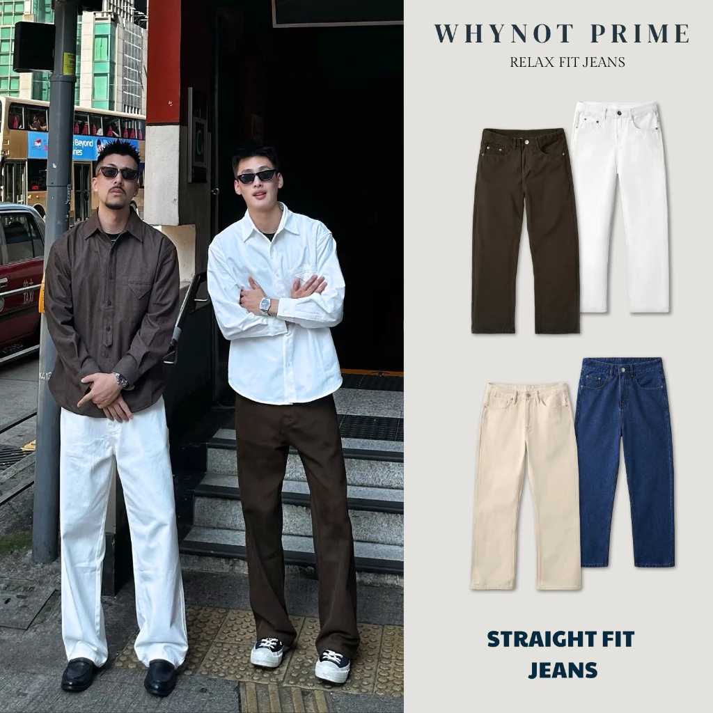Quần Jeans WN PRIME form Straight Fit chất liệu cao cấp - Quần bò nam suông đứng vintage có BIGSIZE