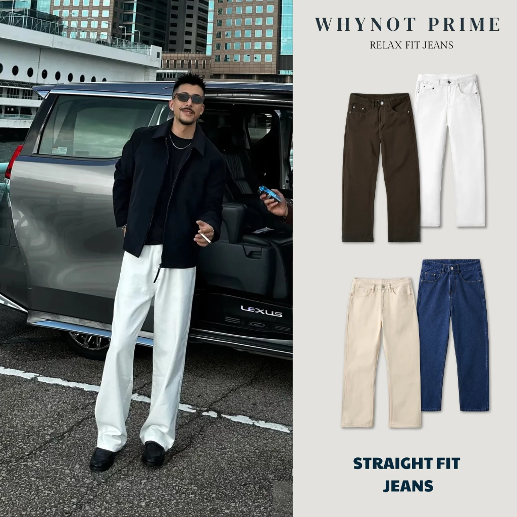 Quần Jeans WN PRIME form Straight Fit chất liệu cao cấp - Quần bò nam suông đứng vintage có BIGSIZE