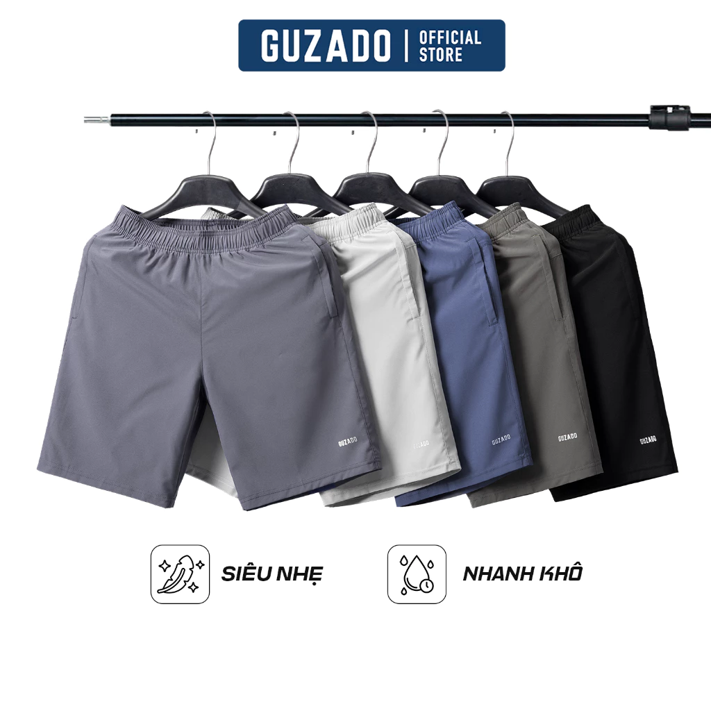 Combo 3 Quần Short Nam GUZADO Chất Gió Mềm Nhẹ,Cạp Chun,Phong Cách Basic CB3-GASR25S001
