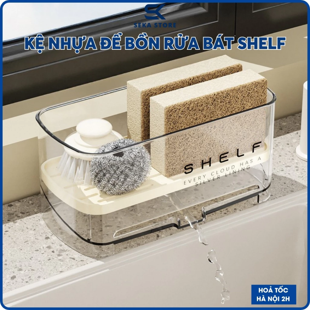 Kệ Để Đồ Rửa Chén SHELF Thoát Nước Nhựa Trong Suốt Đặt Bồn Rửa Gọn Gàng