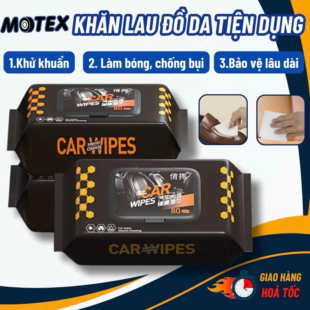 Khăn Ướt Lau Nội Thất Ô Tô Làm Bóng Nội Thất Ô Tô, Vệ Sinh Đồ Da, Giày,Túi Túi, Áo Da