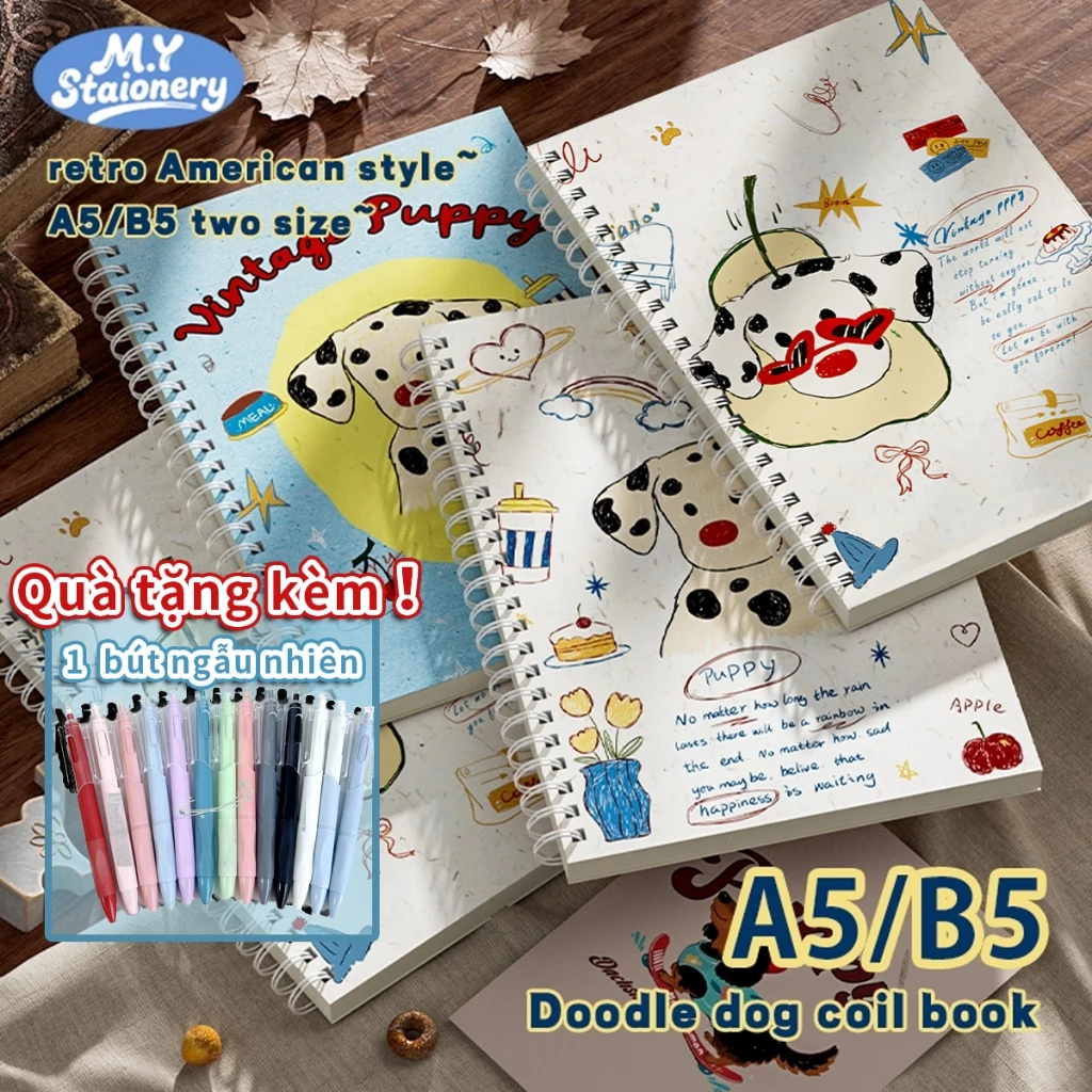 【NEW🔥】Sổ lò xo A5/B5 - Chó đốm Dễ Thương Giấy Dày 120 Trang 80gsm Viết Rất Êm Tay sổ tay ghi chép