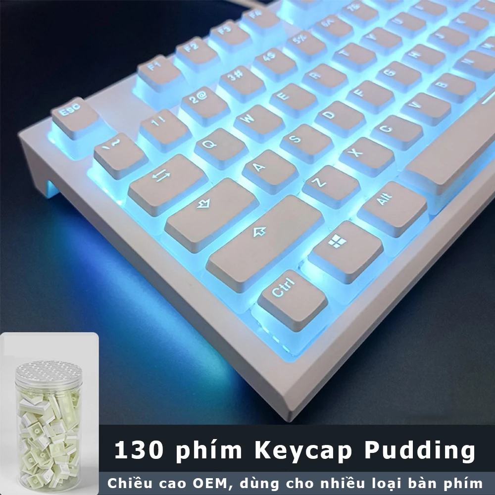 Keycap Contour ZIFRIEND Xuyên LED Đường Viền | 130 Phím OEM Profile | ABS Pudding bán trong suốt