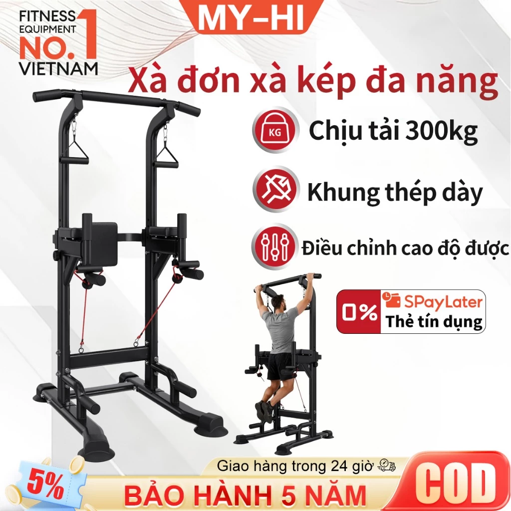 Xà đơn xà kép đa năng, Chịu tải 400kg, Chiều cao có thể điều chỉnh, thiết bị tập thể dục tại nhà, Thép dày