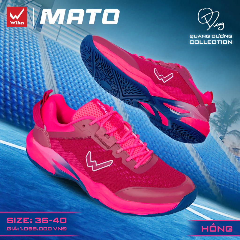 Giày Pickleball WIKA MATO X QUANG DƯƠNG Đệm Êm Ái Đế Cao Su Bám Sân Nhẹ Và Thoáng Khí