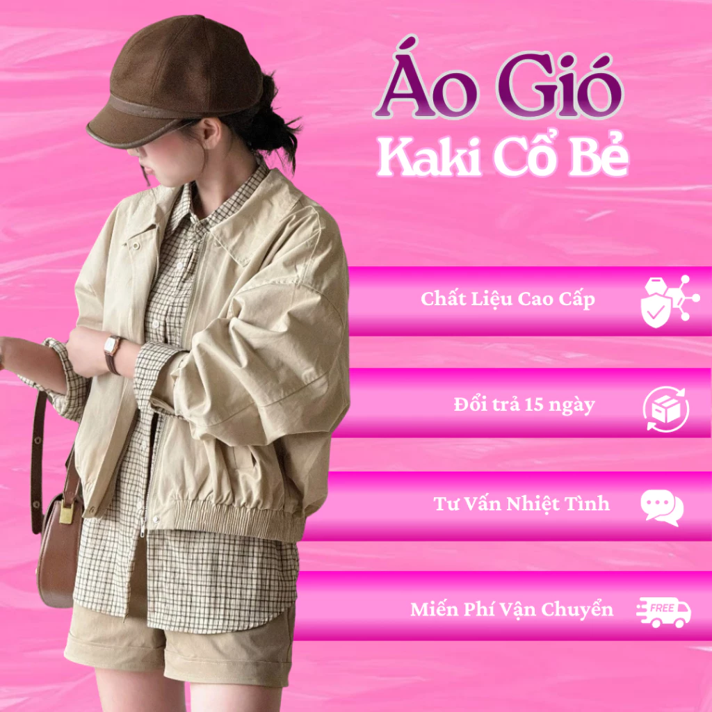 Áo khoác Kaki nữ VENLY From rộng  2 lớp dáng lửng, cổ bẻ cao cấp, chống nắng, chống gió phong cách Hàn Quốc - G82