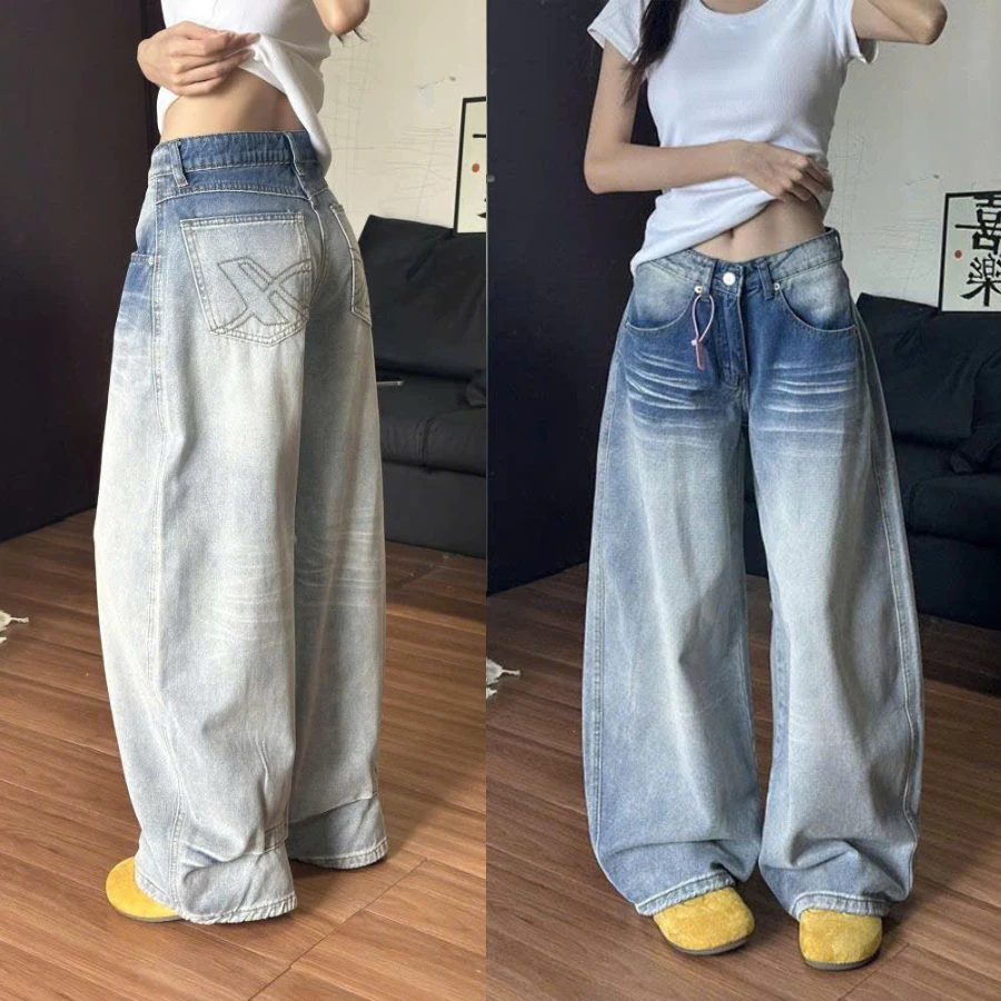[DEAL MỞ BÁN] Cloud Wash Wide Jean - baggy unisex ống rộng wash bạc
