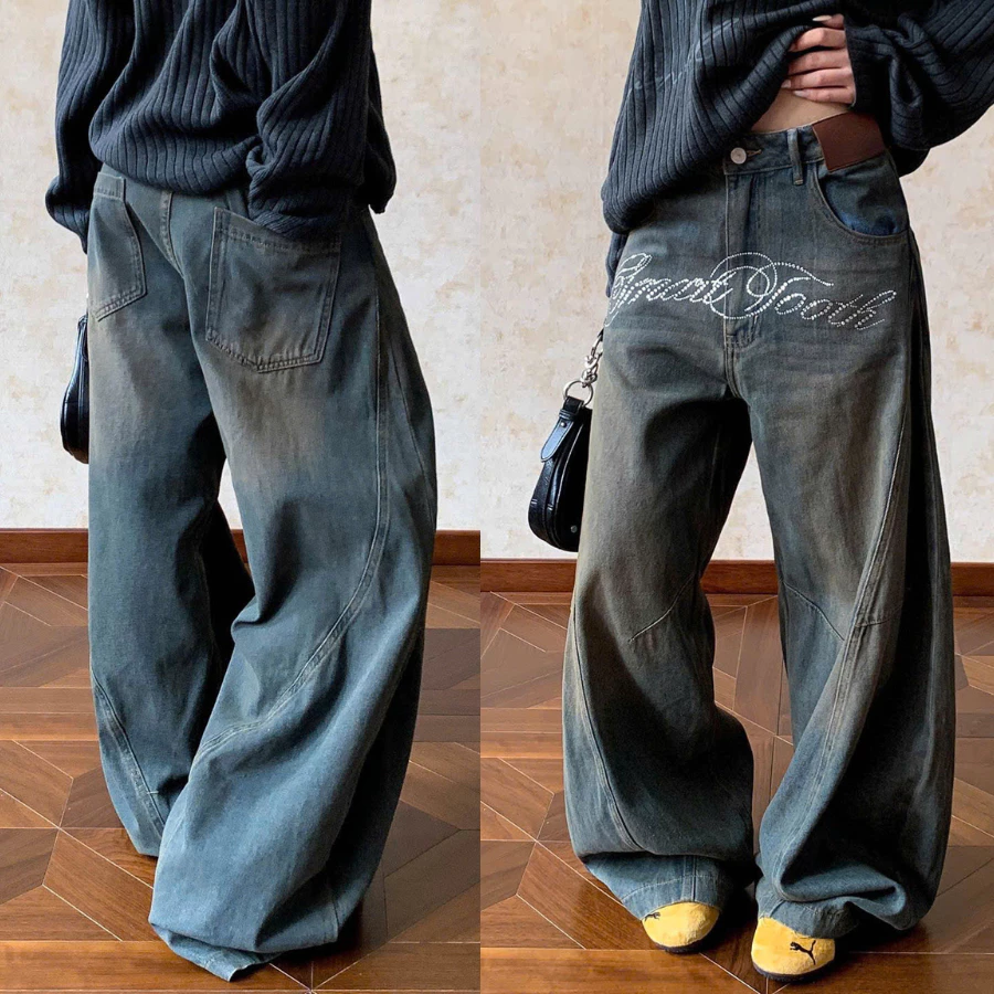 [DEAL MỞ BÁN] Quần jeans ống rộng unisex SMART TOUCH dáng baggy wash vintage cá tính