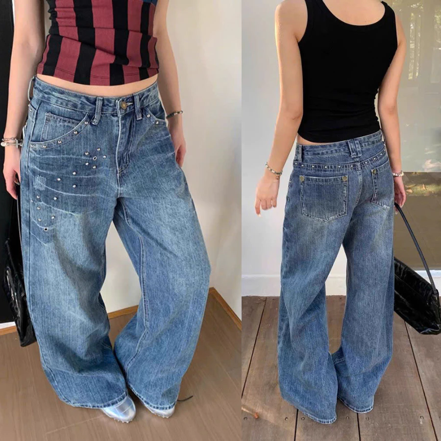 [DEAL MỞ BÁN]  JEAN WIDE LEG ỐNG RỘNG XANH WASH PHÒNG CÁCH HIPHOP