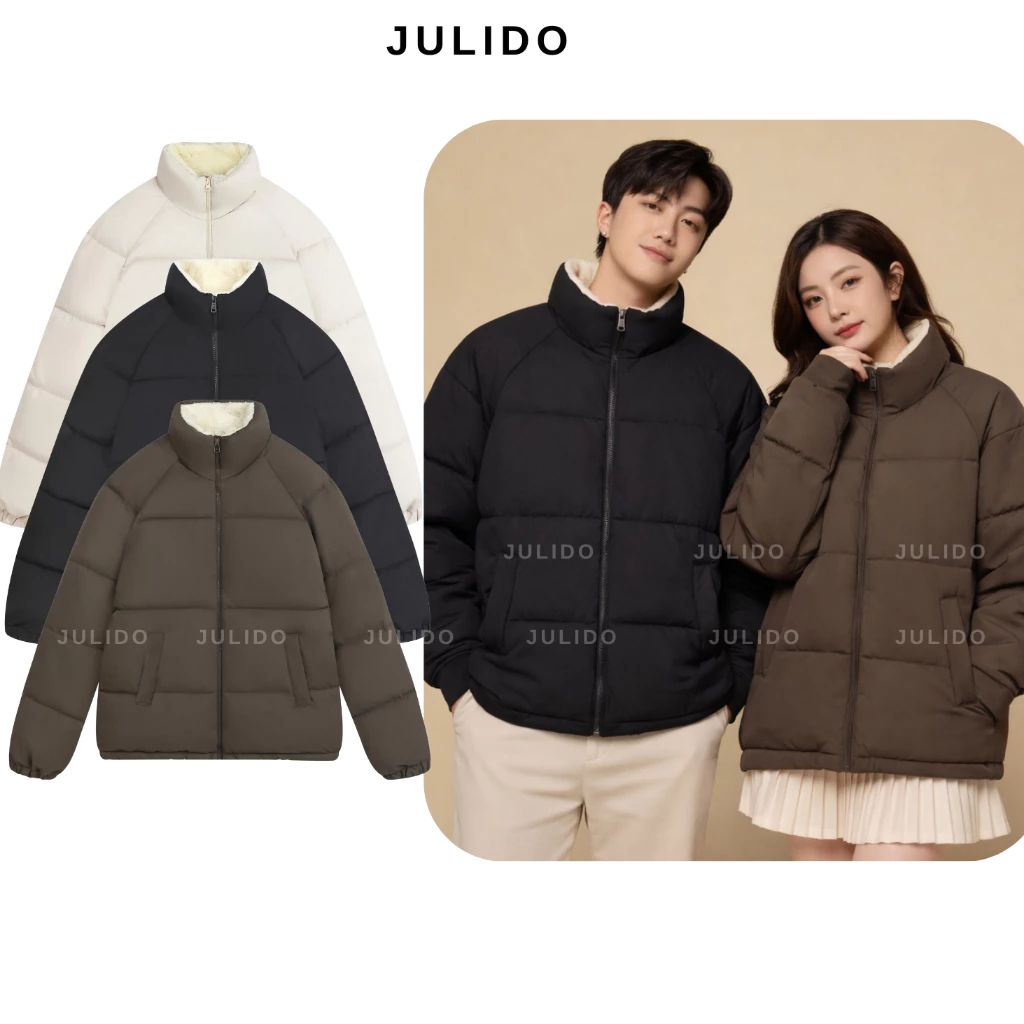 Áo phao lót lông cừu JULIDO form xuông áo phao đại hàn