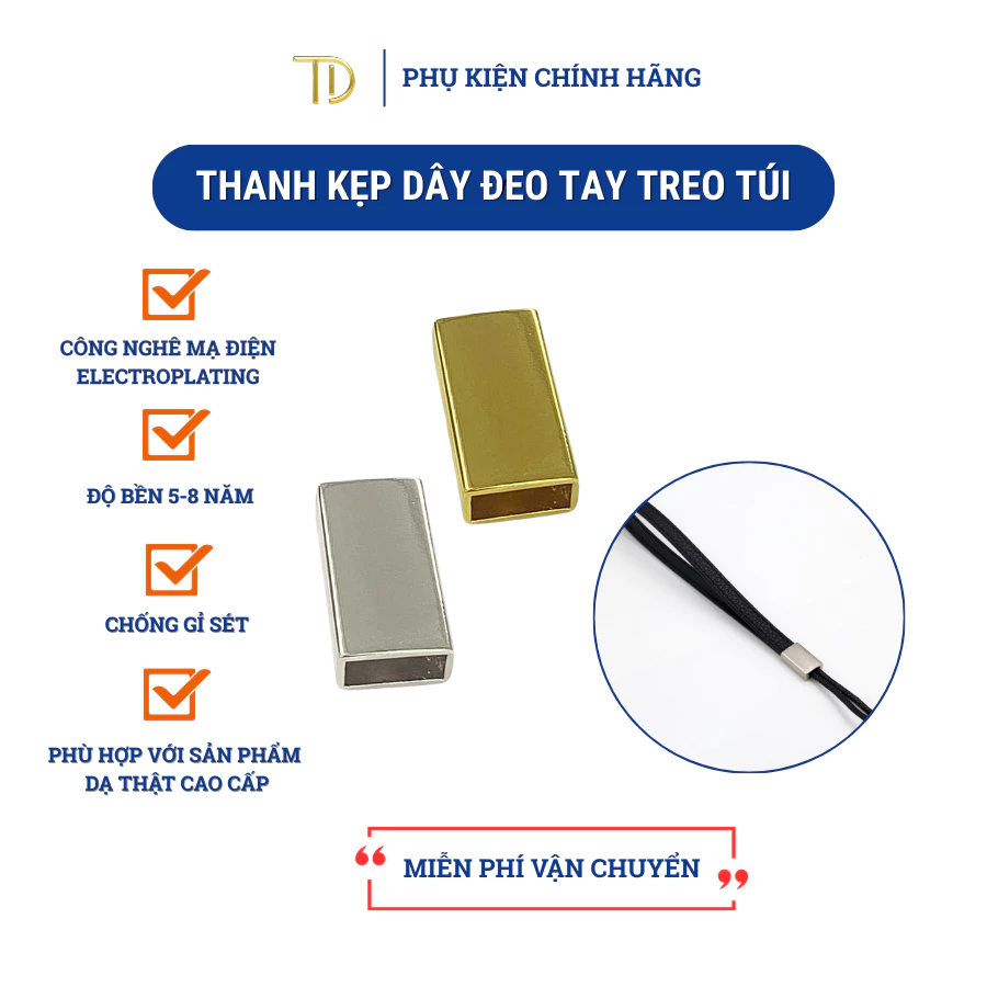 Thanh kẹp dây đeo tay treo túi kim loại không gỉ, phụ kiện làm túi xách đồ da hanmade