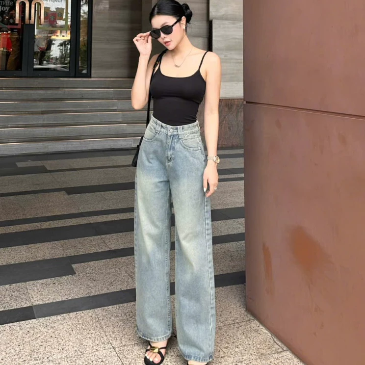 JEANS NỮ CẠP CAO, LƯNG 1 CÚC, TRƠN ĐƠN GIẢN ĐỄ PHỐI ĐỒ CÓ SIZE ĐẾN 65 KG ms 451