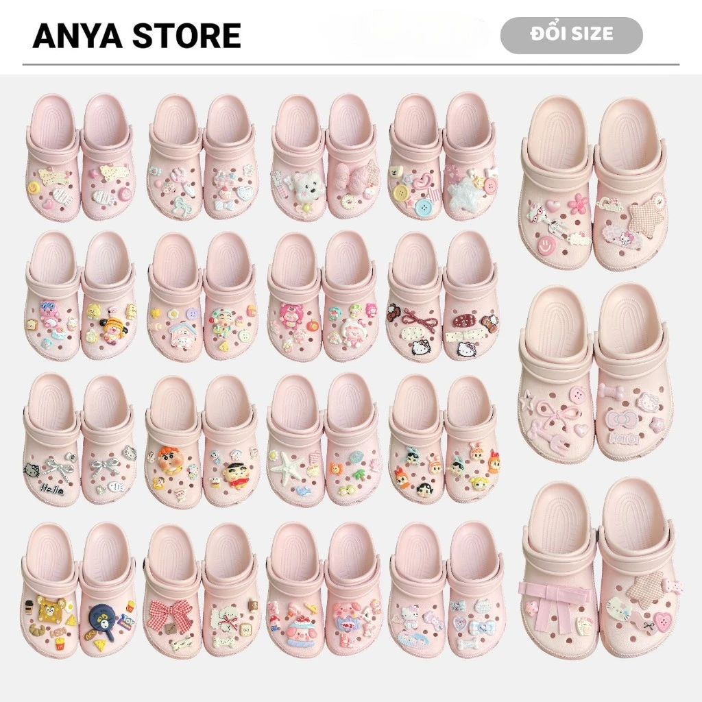 [ TẶNG CHARM ] Dép Sục Hồng Quai Hậu Kèm Sticker Thời Trang Chất Liệu EVA Êm Chân Không Thấm Nước - QH3 ANYA STORE