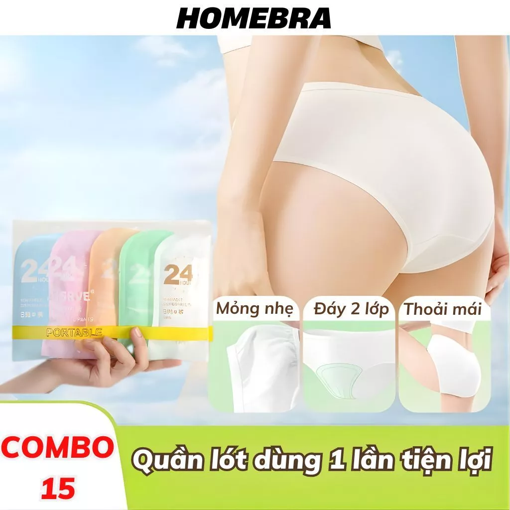 [Hỏa Tốc] Combo 10 quần lót nữ giấy dùng 1 lần tiện lợi, Quần chíp nữ đáy cotton kháng khuẩn khử mùi