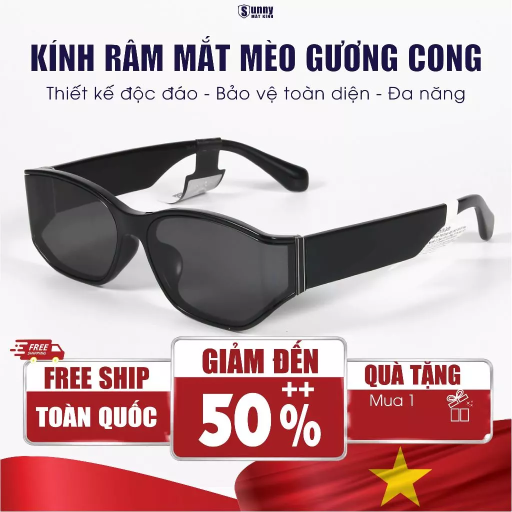 Kính Râm Thời Trang Mắt Mèo Gương Cong Chống Tia UV400 SUNNY MẮT KÍNH Phụ Kiện Thời Trang Đi Học Đi Làm Đi Chơi