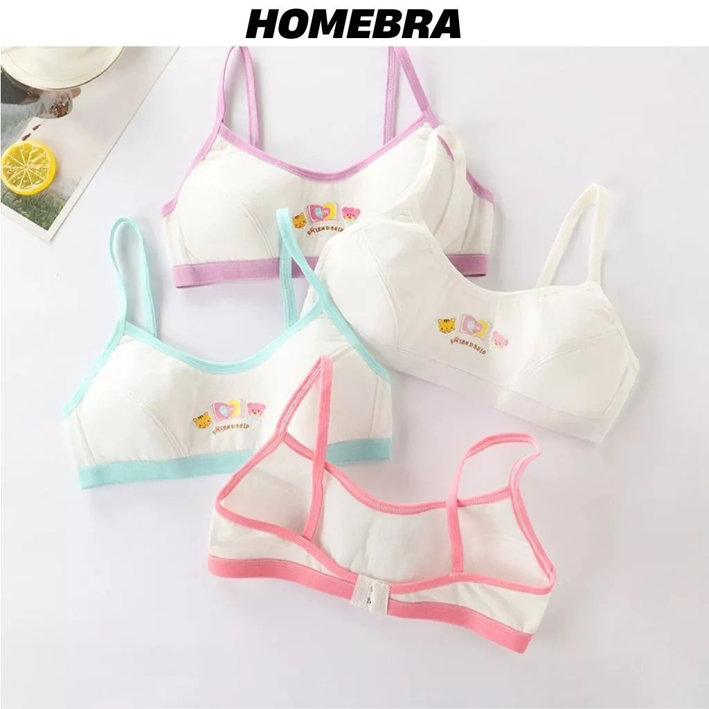 [ XẢ KHO ] Áo lá bé gái cotton dày dặn thoáng mát nấc cài sau tiện lợi họa tiết gấu mèo dễ thương HOMEBRA B528