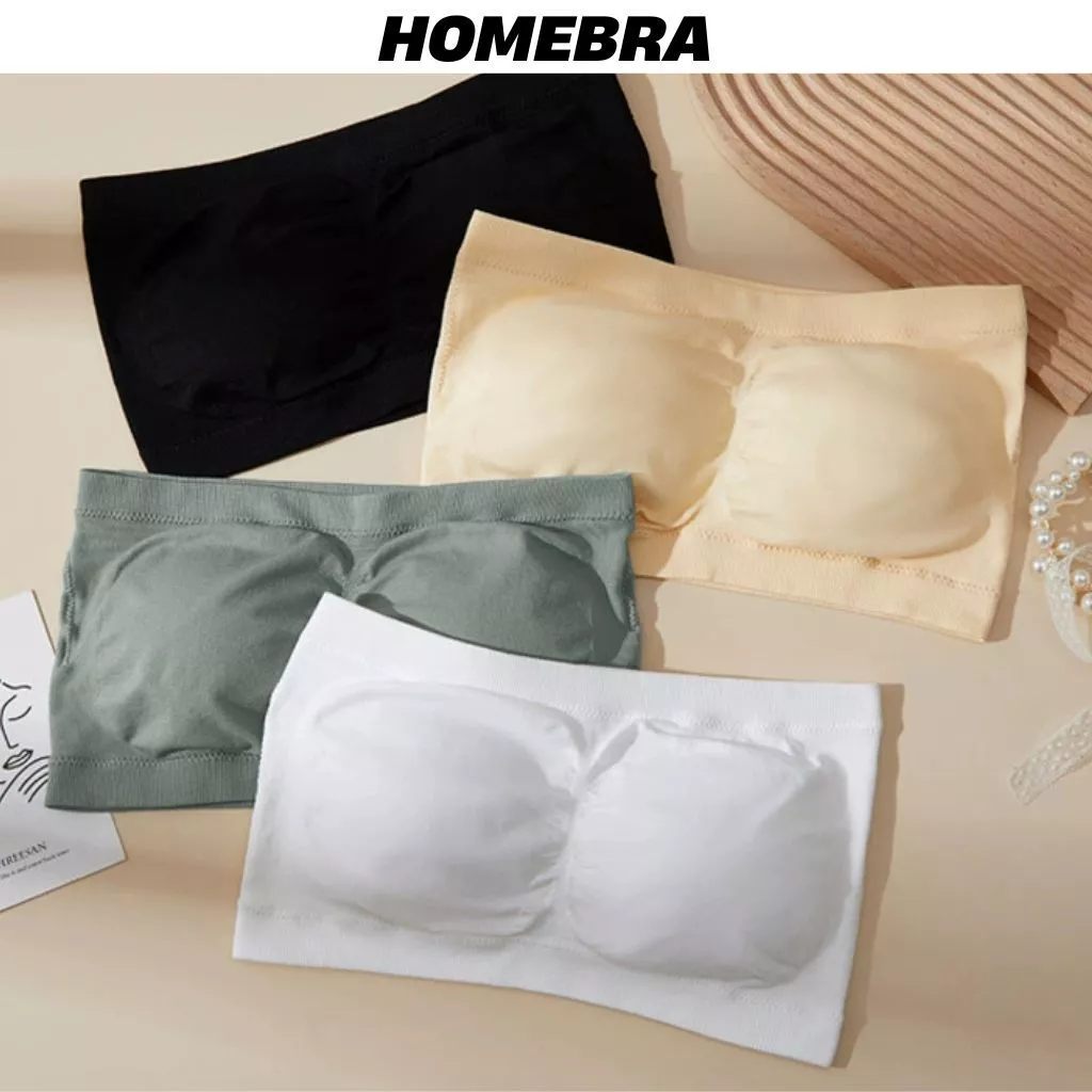 Áo bra nữ không dây thun cotton co giãn linh hoạt - Áo quây ngang không gọng mút mỏng HOMEBRA B7735