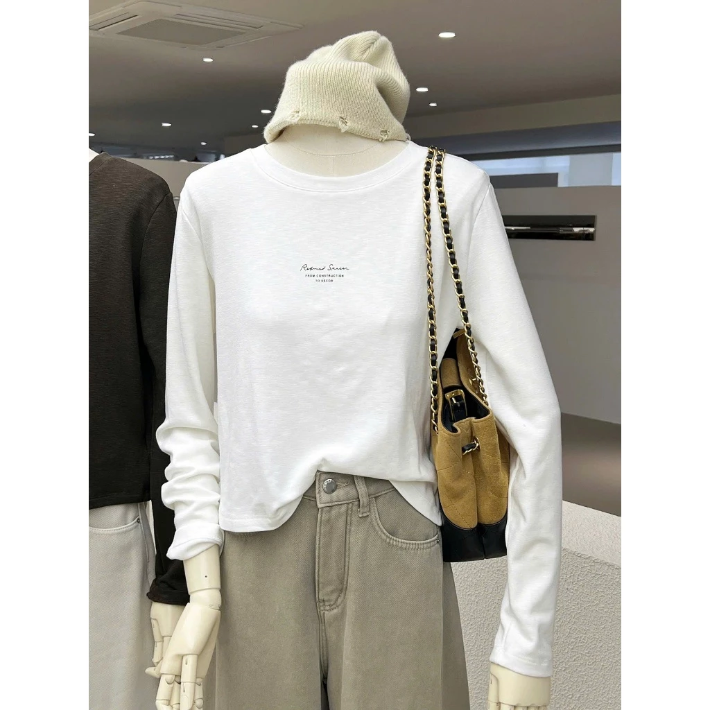 Áo thun nữ Tay Dài thun giấy, xược dáng Croptop in hình trẻ trung Menina_studio, áo thun dài tay nữ trẻ trung