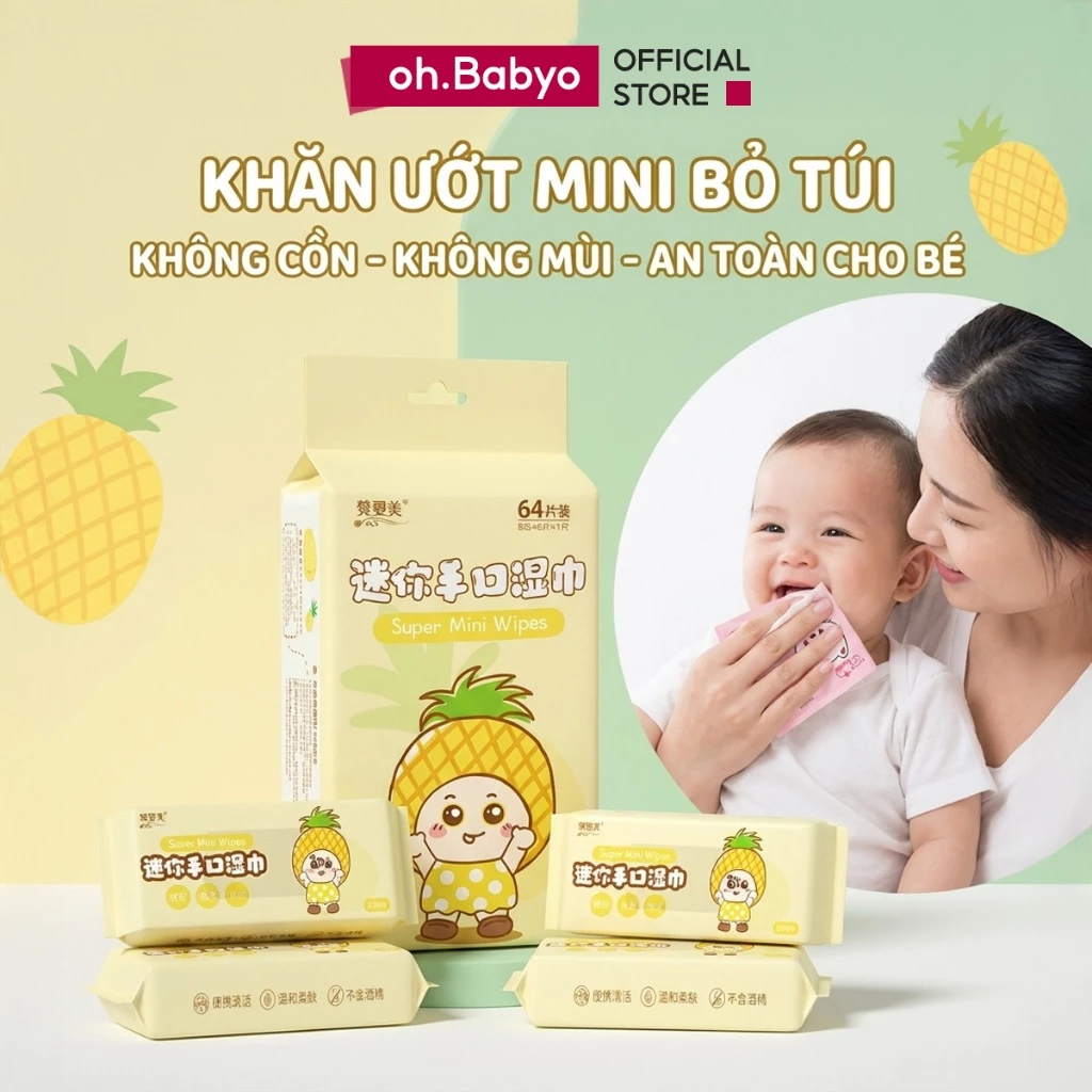 Khăn Ướt Không Cồn Hương Dịu Nhẹ ohBabyo Khăn Giấy Ướt Mini Bỏ Túi Tiện Lợi Sạch Sẽ Mọi Lúc Mọi Nơi