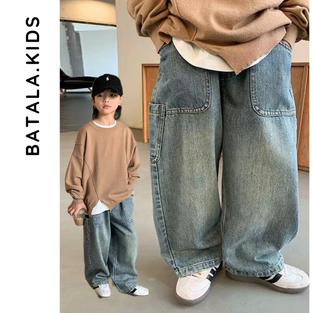 Quần jean cho bé Batala kids (KQJ01), quần bò bé trai bé gái phối túi basic cho bé từ 9-30kg