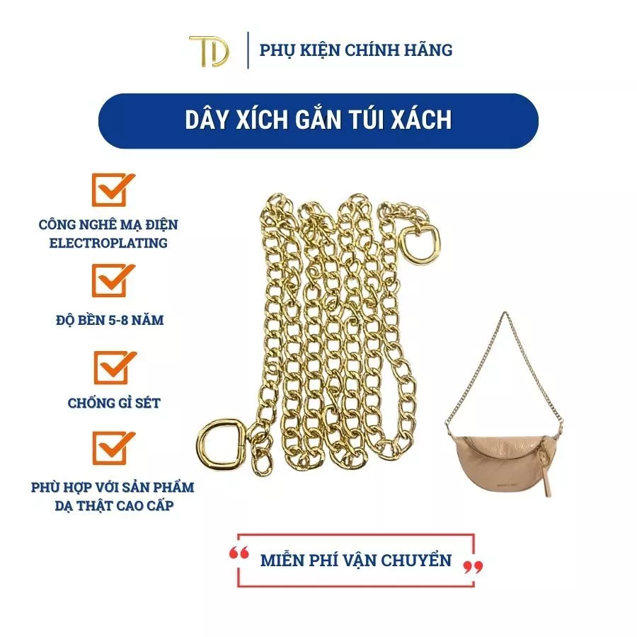 Dây đeo túi xách thay thế, dây xích kim loại túi xách mạ điện Electroplating độ bền 5-8 năm