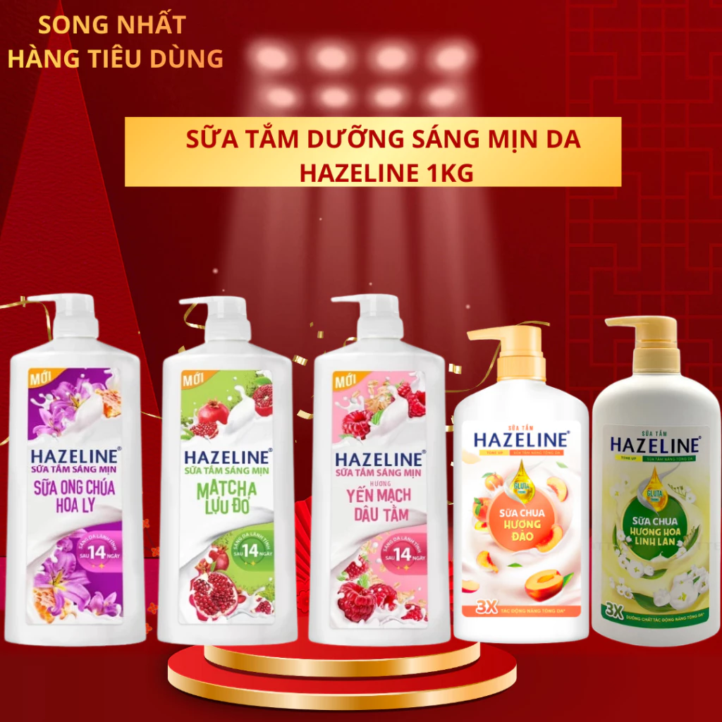 (CÓ HÓA ĐƠN) Sữa tắm dưỡng sáng mịn Hazeline 1KG, Sữa tắm nâng tone  da Hazeline 670g