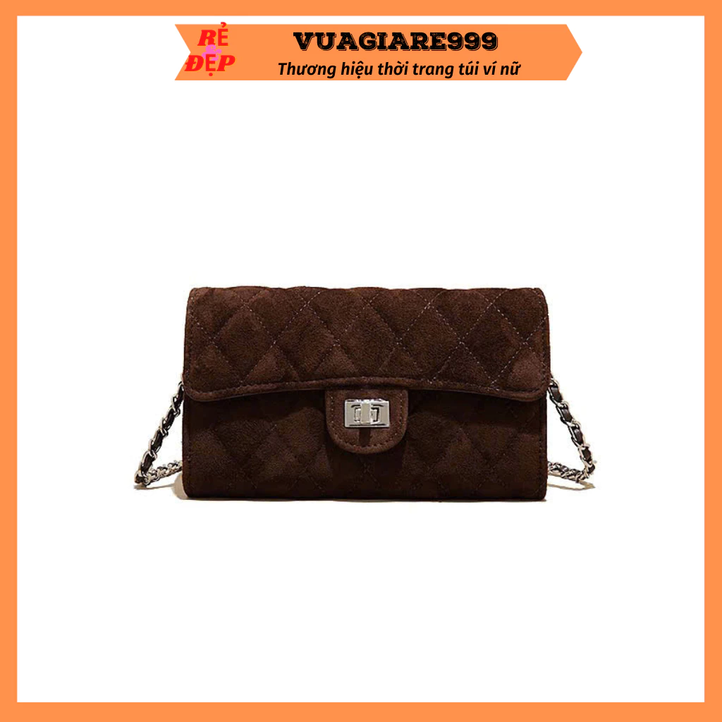 Túi ví nữ mini đeo chéo đeo vai da lộn nhiều ngăn size 18cm để vừa điện thoại đi chơi dạo phố thời trang hàn quốc DC212
