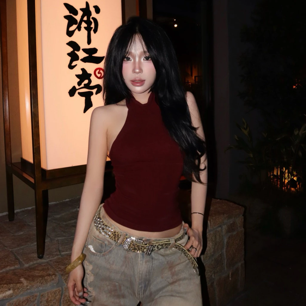 [ GITA TOP ] Áo cổ yếm cổ cao hở lưng slimfit dày dặn, 2 lớp chiết eo [ COLLECTION MÙA TẾT ]
