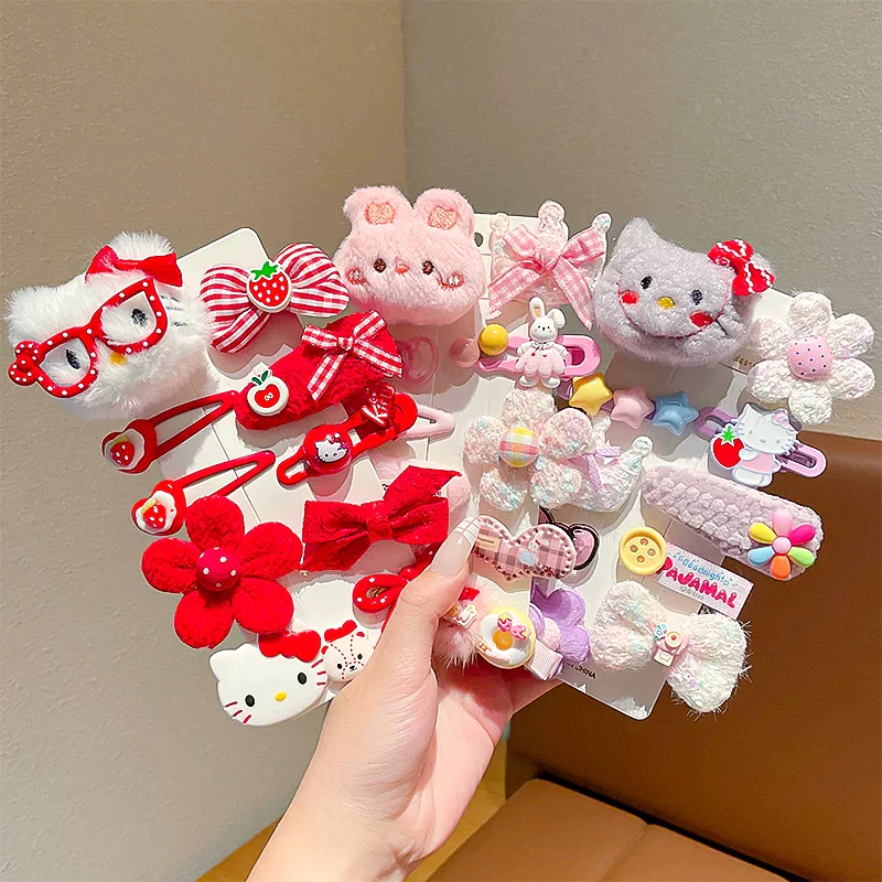 Set 10 Kẹp Tóc Đính Nơ Hoạt Hình Phong Cách Hàn Quốc Cho Bé Gái