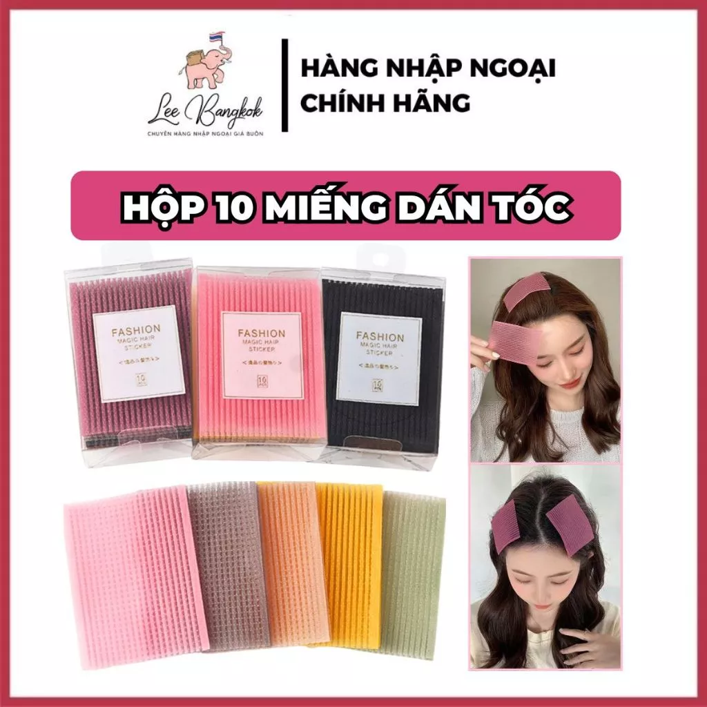 Hộp 10 Miếng Dán Tóc Mái Cố Định Tóc Nâu, Đen, Sáng, Tối Color Summer Đủ Màu Tiện Dụng Khi Makeup, Rửa Mặt - LEEBANGKOK