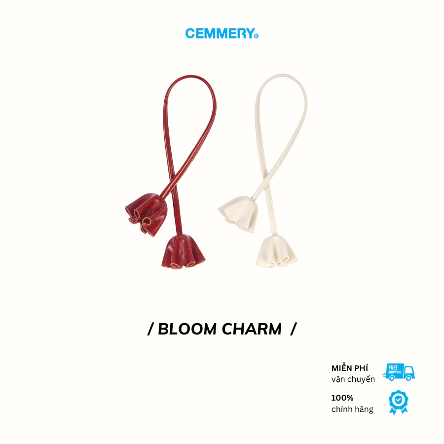 Charm Treo Túi CEMMERY Local Brand Chính Hãng Bloom Charm Hoa Da Microfiber Cao Cấp